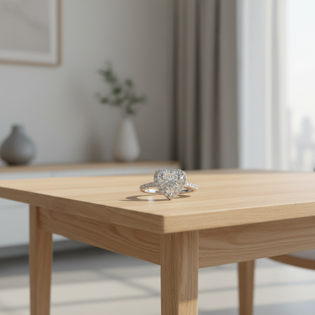 Elegant Heart Zircon Ring