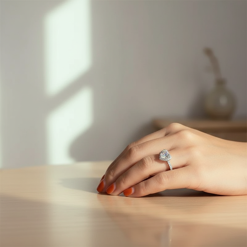 Elegant Heart Zircon Ring