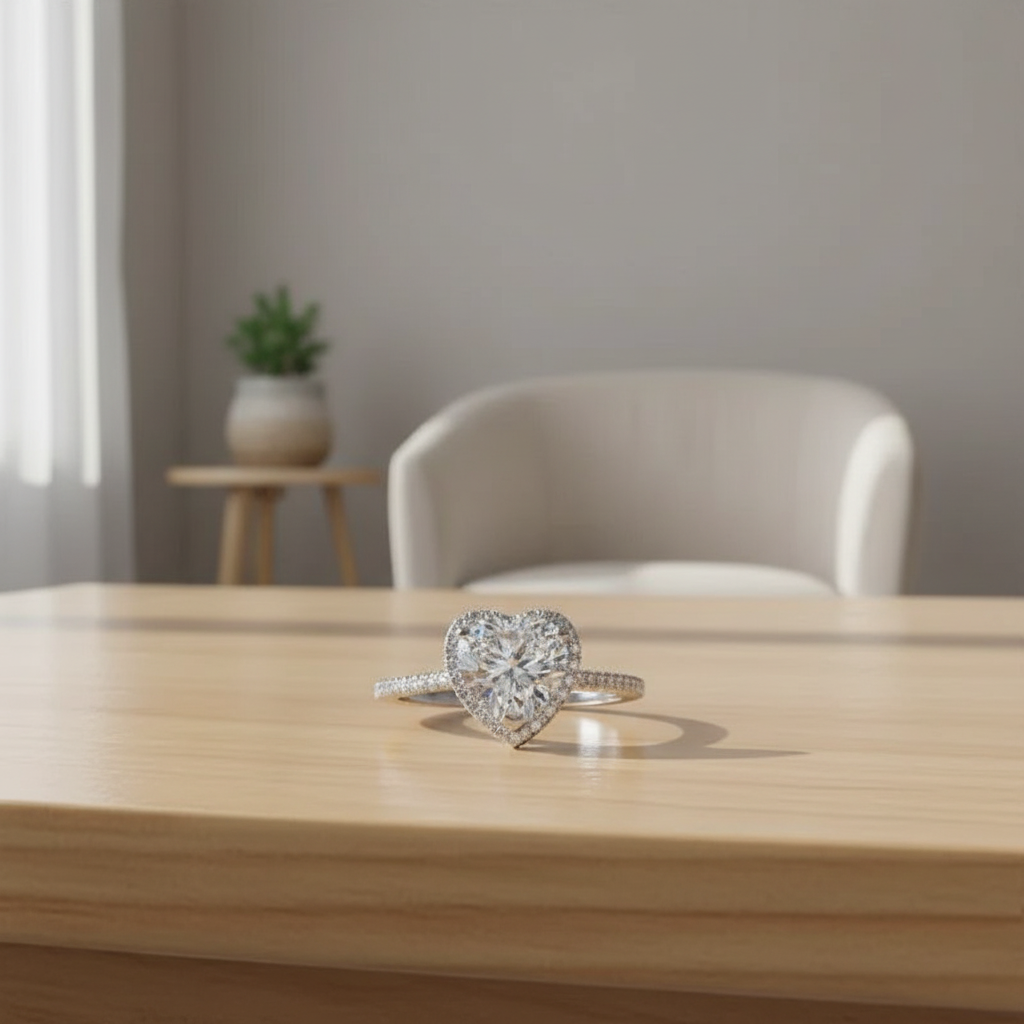 Elegant Heart Zircon Ring